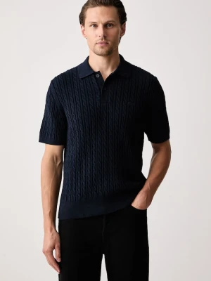 Lacoste polo męskie z bawełną granatowy