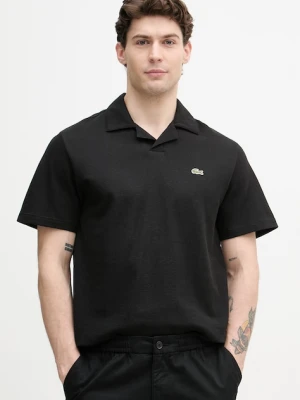 Lacoste polo męskie z dodatkiem lnu czarny