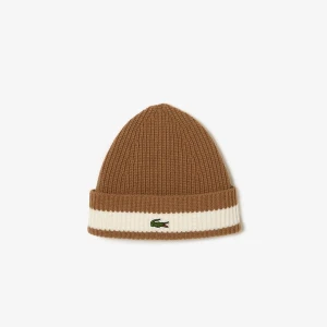 Lacoste Prążkowana wełniana czapka unisex typu beanie