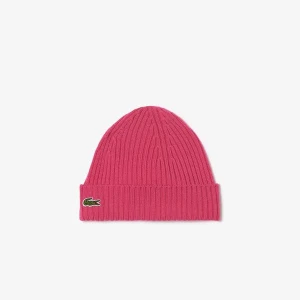 Lacoste Prążkowana wełniana czapka unisex typu beanie