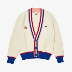 Lacoste Rolland Garros Erkek Baskılı Beyaz Hırka