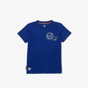 Lacoste Rolland Garros Erkek Çocuk Bisiklet Yaka Baskılı Lacivert T-Shirt