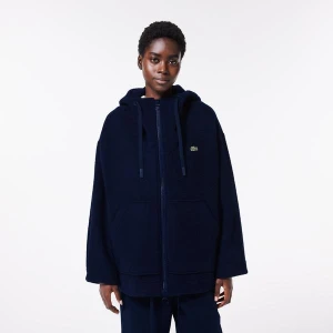 Lacoste Short Oversized Recycled Wool Hooded Coat