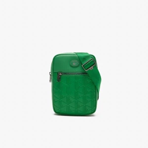 Lacoste skórzana torba z pionowym nadrukiem monogramu