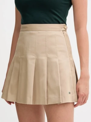Lacoste spódnica kolor beżowy mini rozkloszowana JF8001