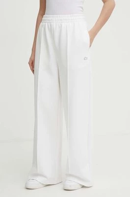 Lacoste spodnie dresowe kolor biały gładkie