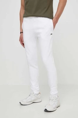 Lacoste spodnie dresowe męskie kolor biały gładkie