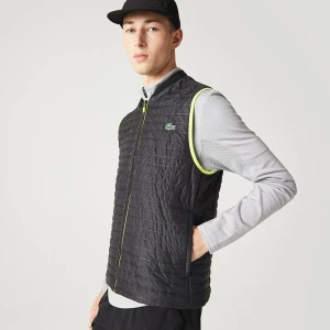 Lacoste SPORT Active Erkek Hakim Yaka Kapitone Çift Taraflı Siyah Yelek