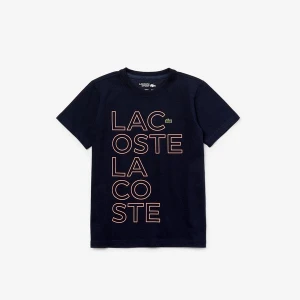 Lacoste Sport Çocuk Baskılı Bisiklet Yaka Kısa Kollu Lacivert T-Shirt