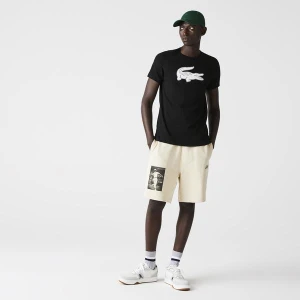 Lacoste SPORT Erkek Bisiklet Yaka Baskılı Siyah T-Shirt