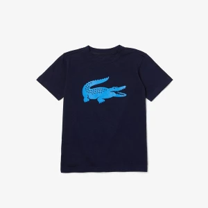 Lacoste SPORT Erkek Çocuk Bisiklet Yaka Baskılı Lacivert T-Shirt