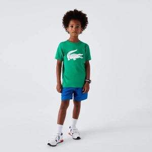 Lacoste SPORT Erkek Çocuk Bisiklet Yaka Baskılı Yeşil T-Shirt