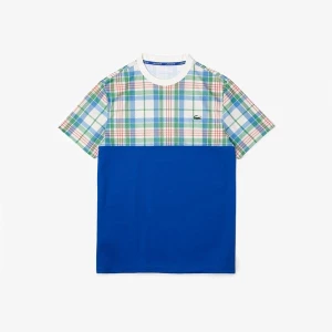 Lacoste SPORT Erkek Regular Fit Bisiklet Yaka Renk Bloklu Mavi T-Shirt