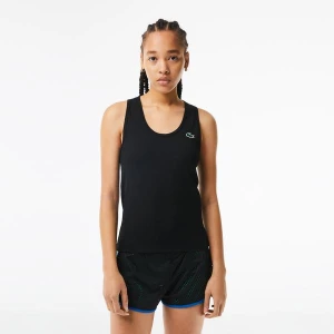 Lacoste SPORT Kadın Slim Fit Bisiklet Yaka Siyah T-Shirt