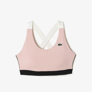 Lacoste SPORT Kadın Slim Fit Kolsuz Bisiklet Yaka Renk Bloklu Pembe Bra