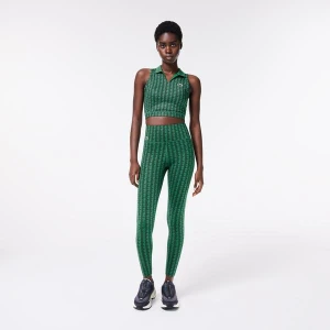 Lacoste SPORT Kadın Slim Fit Monogram Yeşil Tayt