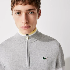 Lacoste SPORT Męski dwukolorowy dzianinowy golf z zamkiem pod szyję