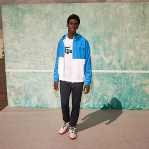Lacoste SPORT X Novak Djokovic Erkek Loose Fit Kapüşonlu Renk Bloklu Mavi Ceket