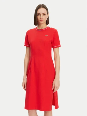 Lacoste Sukienka codzienna EF9988 Czerwony Slim Fit