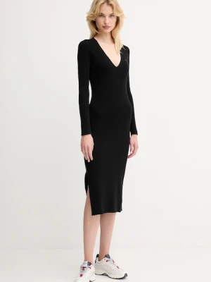 Lacoste sukienka kolor czarny maxi dopasowana EF4175