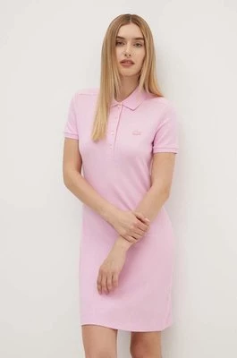 Lacoste sukienka kolor różowy mini prosta