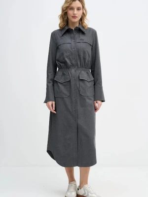 Lacoste sukienka kolor szary midi prosta EF2604