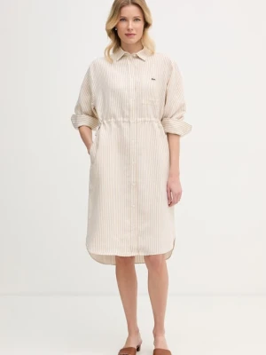 Lacoste sukienka koszulowa z lnem