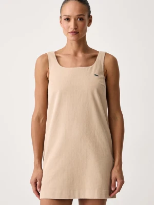 Lacoste sukienka sztruksowa beżowy