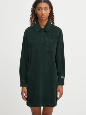 Lacoste sukienka sztruksowa kolor zielony mini oversize EF5335