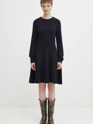 Lacoste sukienka wełniana kolor granatowy mini rozkloszowana EF4161