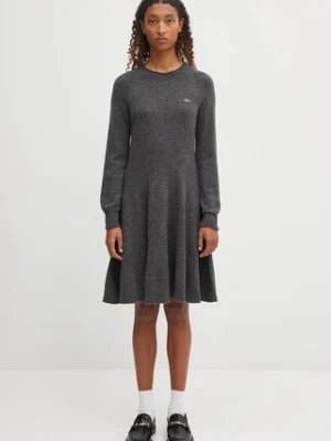 Lacoste sukienka wełniana kolor szary mini rozkloszowana EF4161