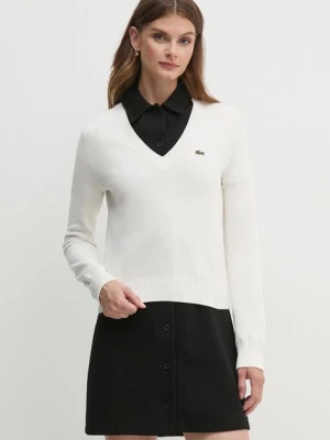 Lacoste sweter bawełniany kolor beżowy lekki