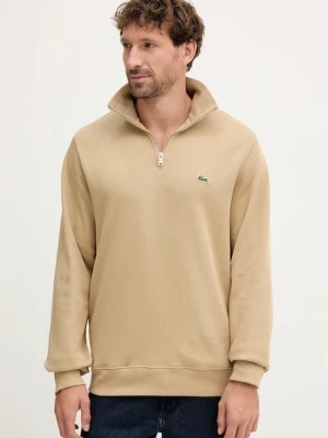 Lacoste sweter bawełniany kolor beżowy z półgolfem SH1927