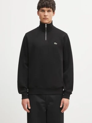 Lacoste sweter bawełniany kolor czarny z półgolfem
