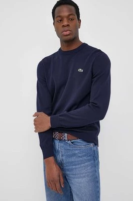 Lacoste sweter bawełniany kolor granatowy lekki