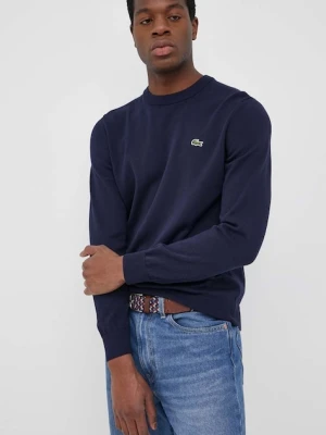 Lacoste sweter bawełniany kolor granatowy lekki