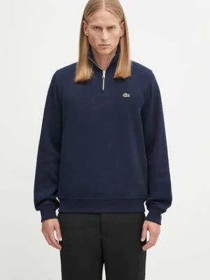 Lacoste sweter bawełniany kolor granatowy z półgolfem
