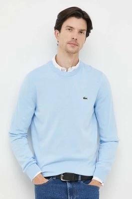 Lacoste sweter bawełniany kolor niebieski lekki