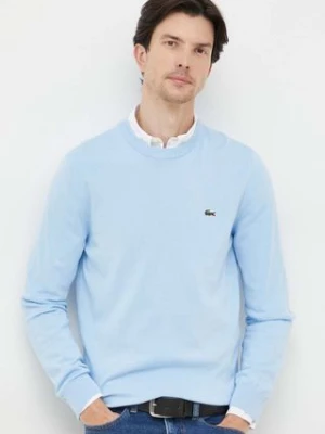 Lacoste sweter bawełniany kolor niebieski lekki