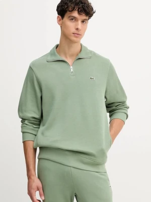 Lacoste sweter bawełniany kolor zielony z półgolfem