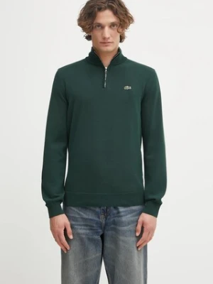 Lacoste sweter męski kolor zielony z półgolfem