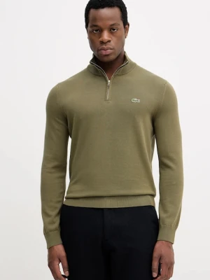 Lacoste sweter męski kolor zielony z półgolfem