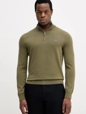 Lacoste sweter męski kolor zielony z półgolfem