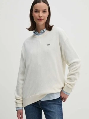 Lacoste sweter wełniany damski kolor beżowy