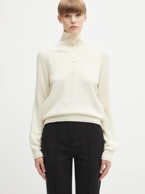 Lacoste sweter wełniany damski kolor beżowy AF4010