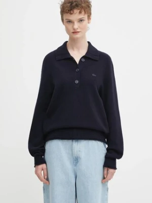Lacoste sweter wełniany damski kolor granatowy AF4010