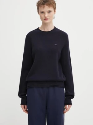 Lacoste sweter wełniany damski kolor granatowy lekki AF4160
