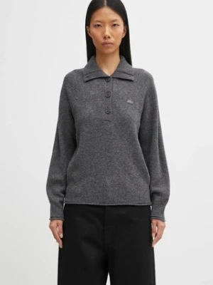 Lacoste sweter wełniany damski kolor szary AF4010