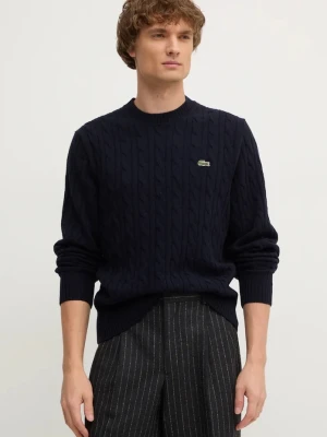 Lacoste sweter wełniany granatowy