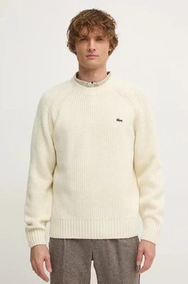 Lacoste sweter wełniany męski kolor beżowy ciepły AH3142